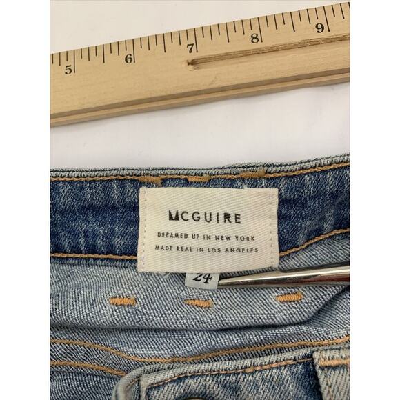 Mcguire Denim Button Front Colombier Skirt 24 Light Wash Raw Hem Michelada 20” - Picture 4 of 8